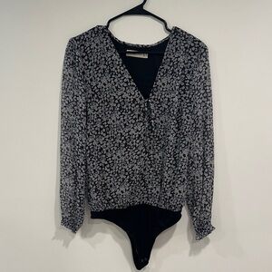 Abercrombie & Fitch Black and White Floral Bodysuit